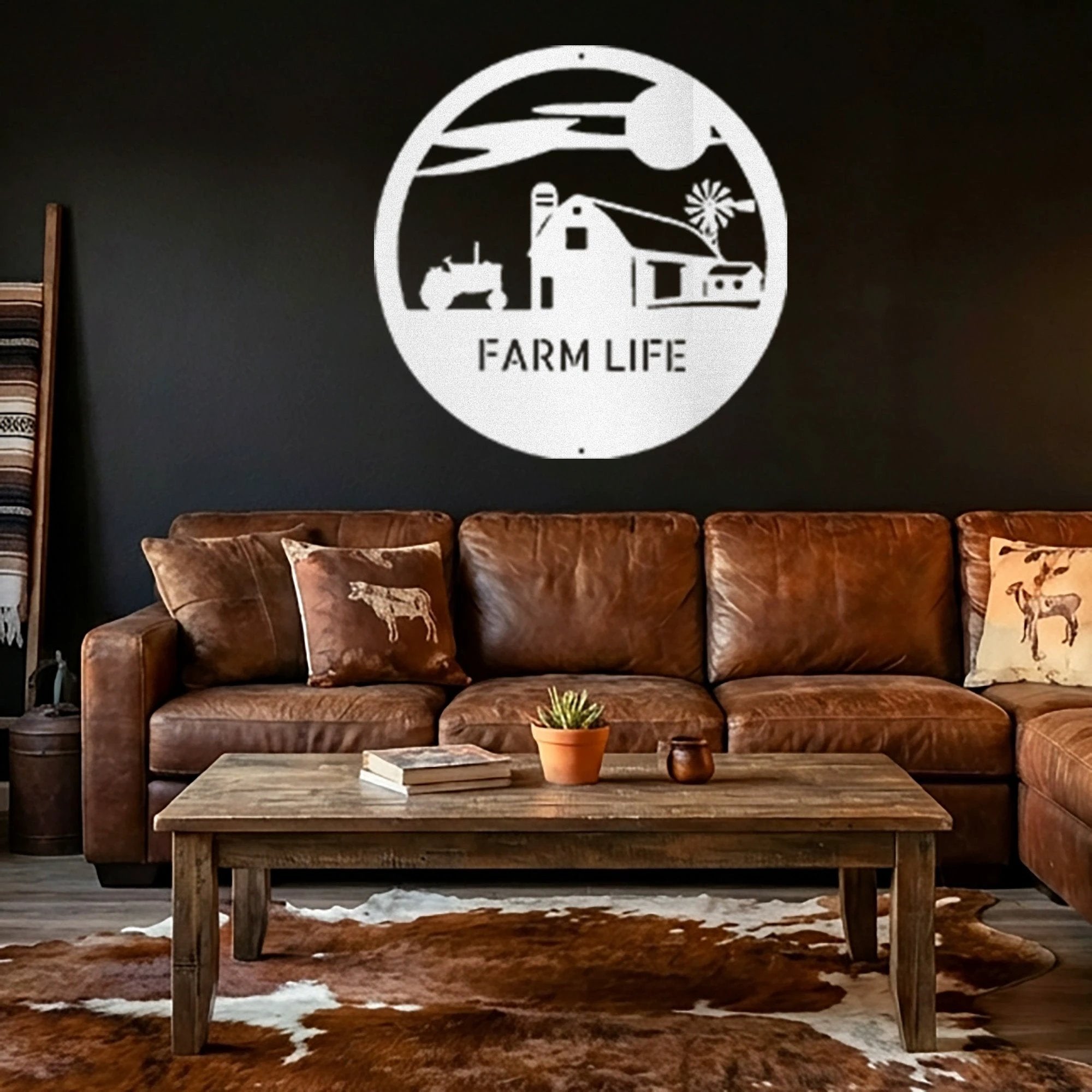 Southern Sky Farm Scene Custom Name Steel Wall Sign