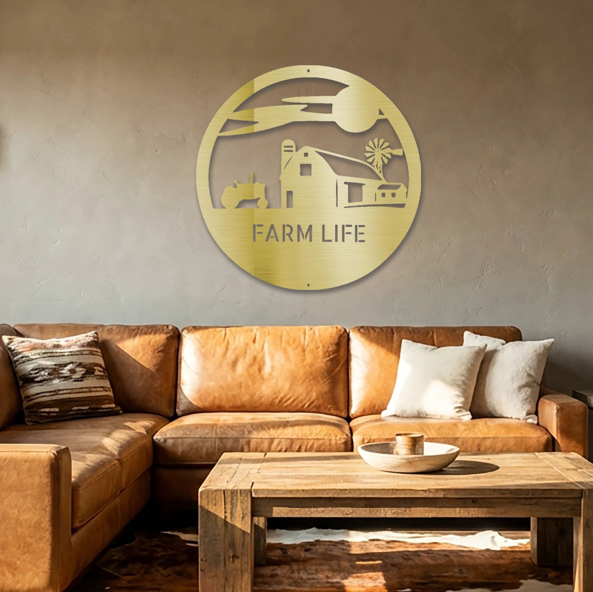 Southern Sky Farm Scene Custom Name Steel Wall Sign