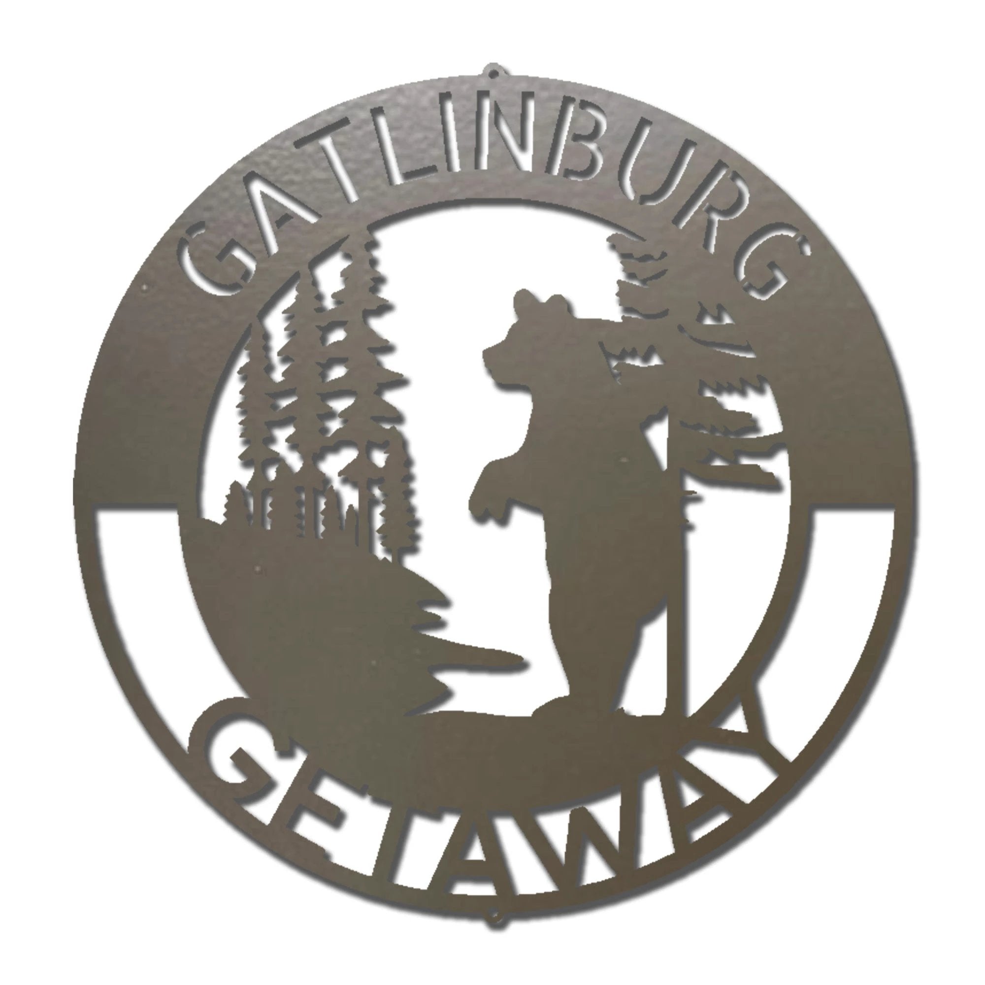 Bear Standing in Woods Custom Name Steel Wall Sign Metal Art