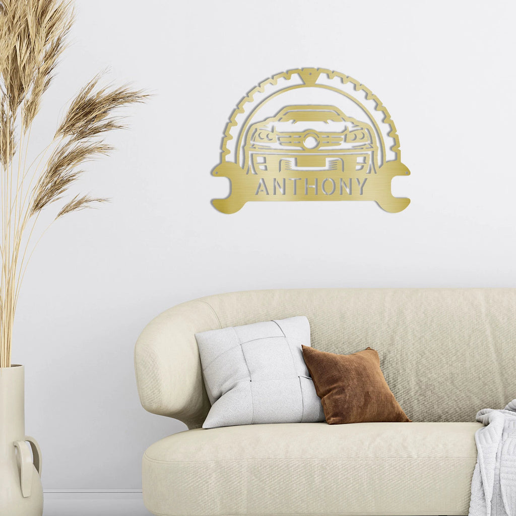 Personalized Classic Car Metal Wall Art – Custom Name Garage Sign – Car Enthusiast Decor – Mechanic Gift – Auto Shop Wall Art