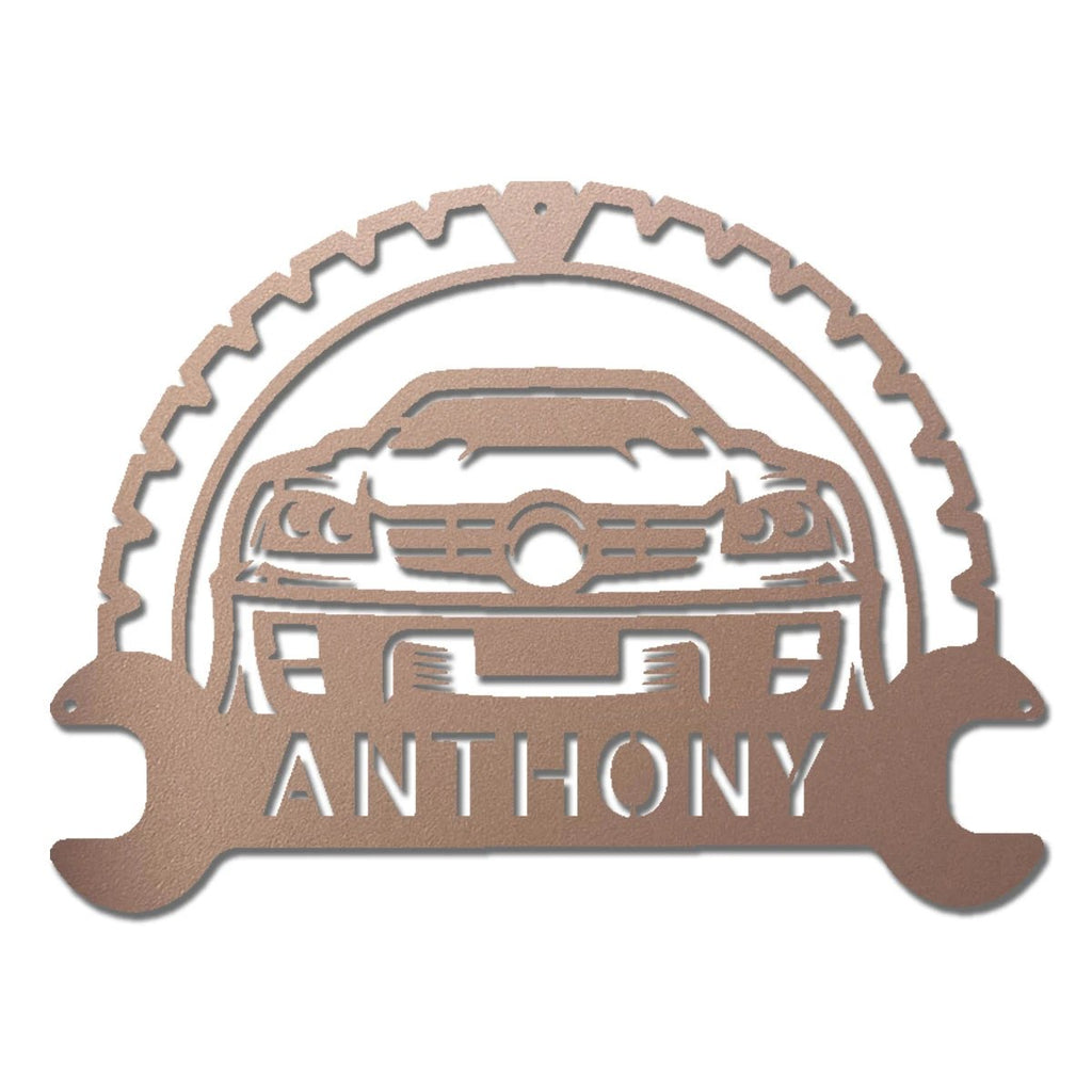 Personalized Classic Car Monogram Indoor Outdoor Steel Wall Sign