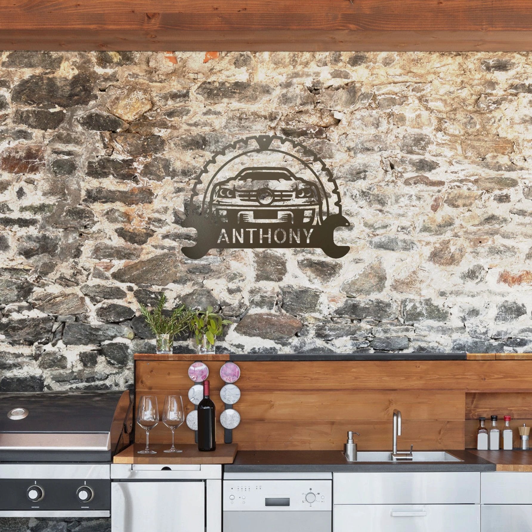 Personalized Classic Car Metal Wall Art – Custom Name Garage Sign – Car Enthusiast Decor – Mechanic Gift – Auto Shop Wall Art