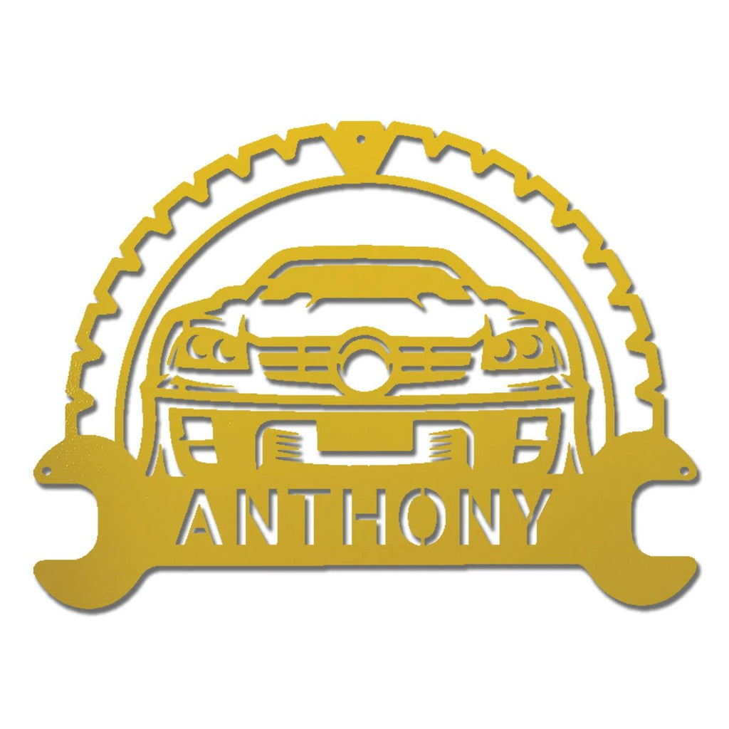 Personalized Classic Car Monogram Indoor Outdoor Steel Wall Sign