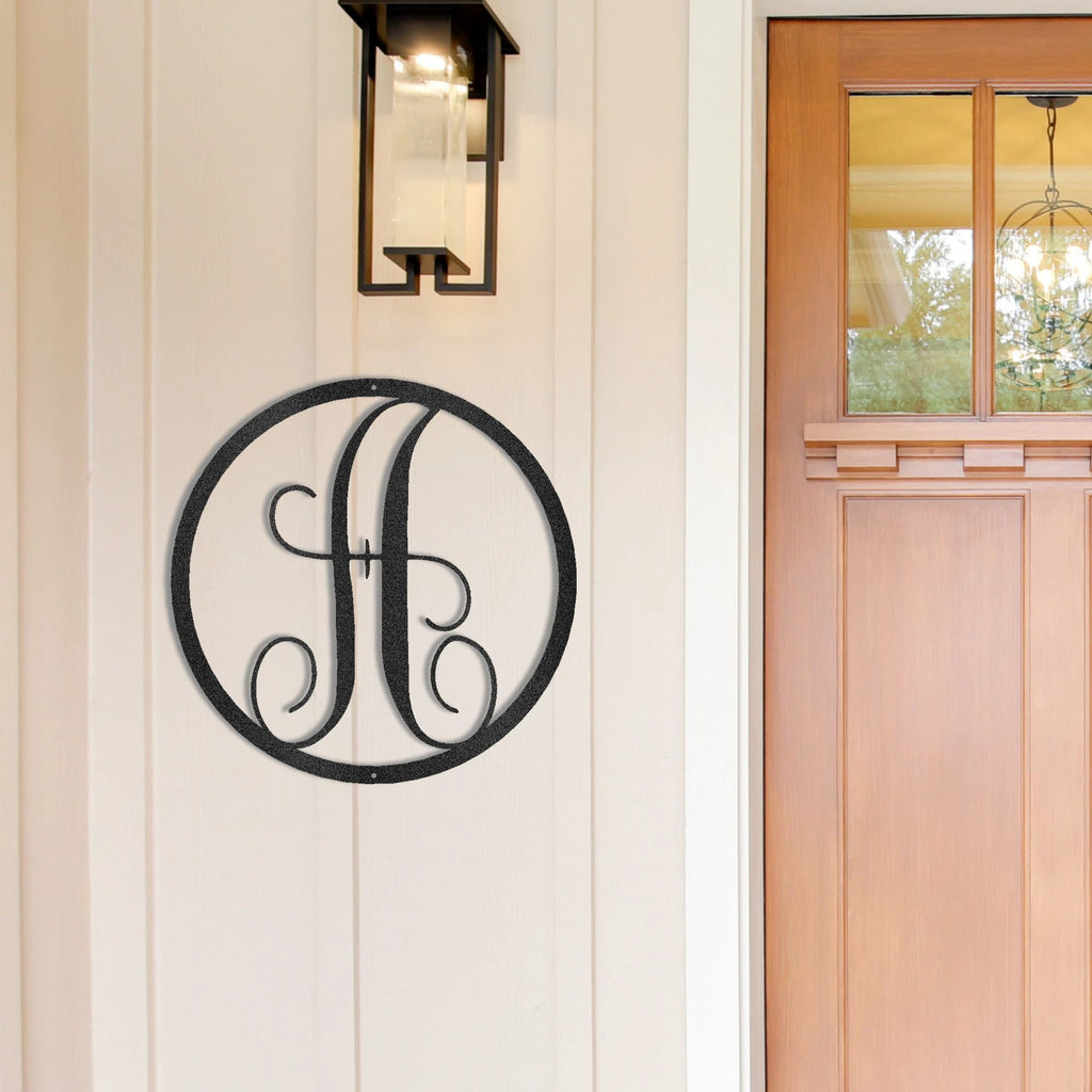 Personalized Monogram Metal Wall Art – Custom Initial Sign – Elegant Script Letter Decor – Wedding Gift – Family Name Sig