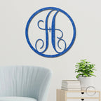 Personalized Monogram Metal Wall Art – Custom Initial Sign – Elegant Script Letter Decor – Wedding Gift – Family Name Sig