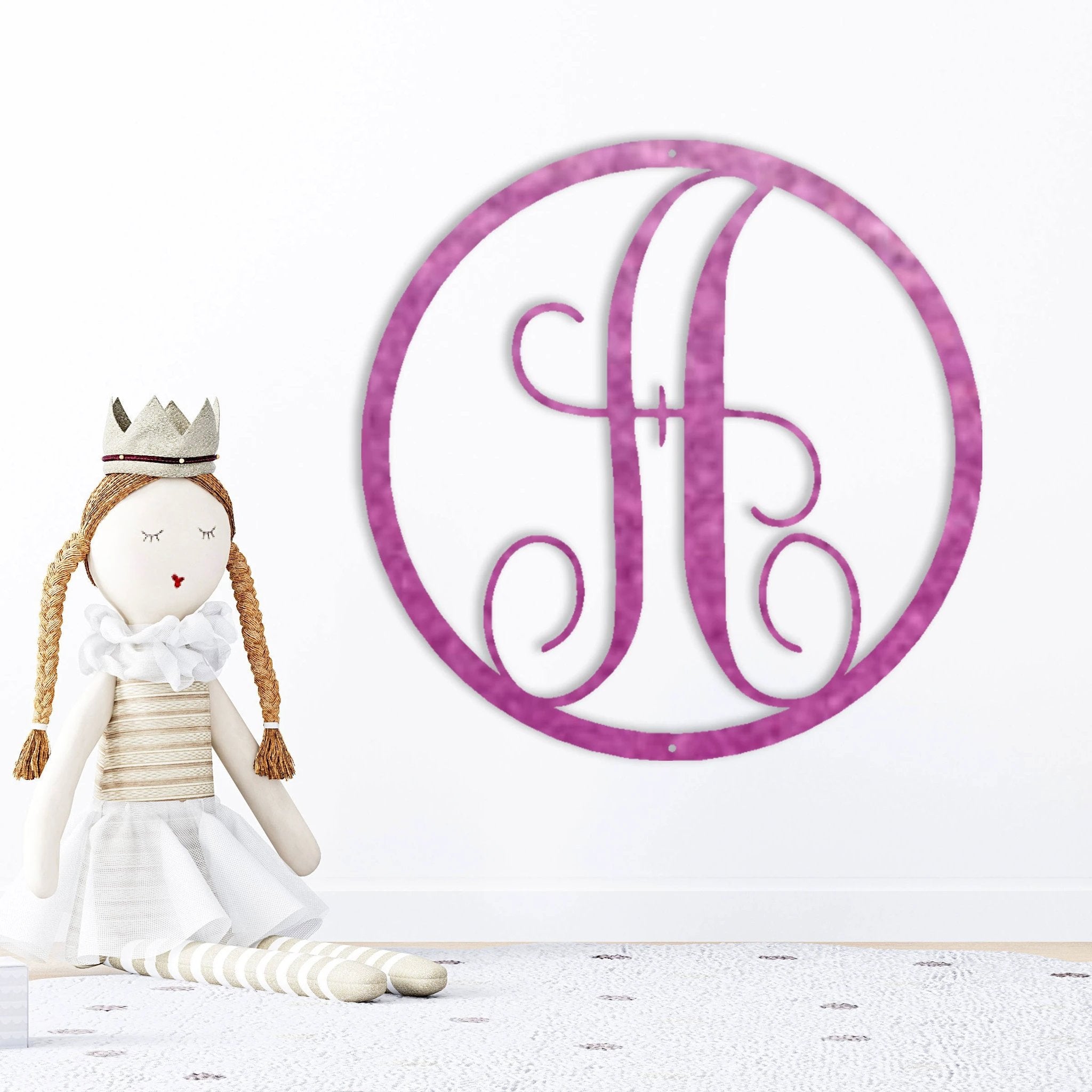 Personalized Monogram Metal Wall Art – Custom Initial Sign – Elegant Script Letter Decor – Wedding Gift – Family Name Sig