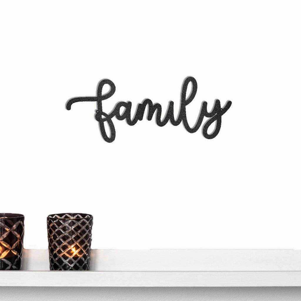 Family Script Indoor Outdoor Metal Wall Art