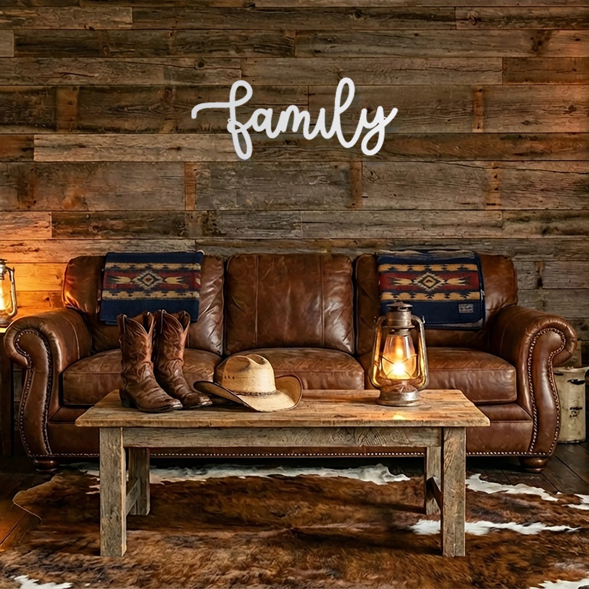 Family Script Indoor Outdoor Metal Wall Art