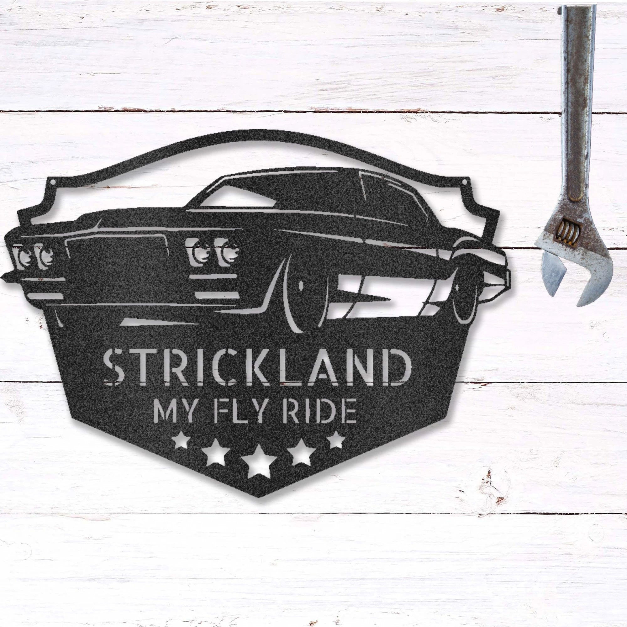 Personalized Muscle Car Metal Wall Art Sign – Custom Garage Name Sign – Classic Car Steel Decor – Man Cave Garage Wall Art Gift