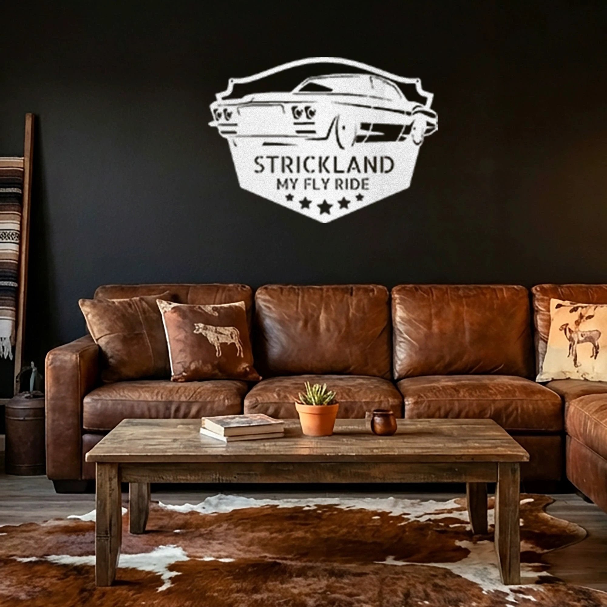 Personalized Muscle Car Metal Wall Art Sign – Custom Garage Name Sign – Classic Car Steel Decor – Man Cave Garage Wall Art Gift