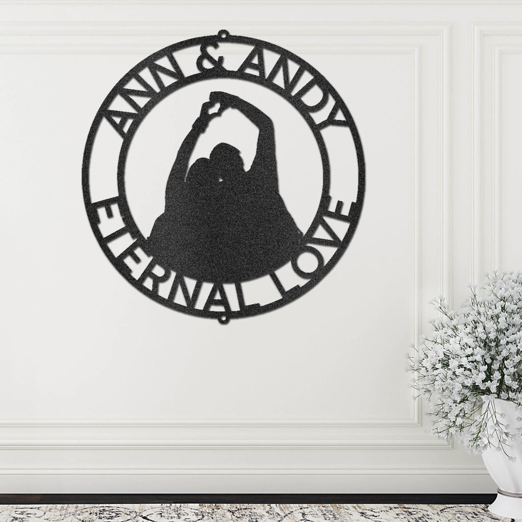 Personalized Couple Metal Wall Art – Custom Name Sign with Date – Romantic Metal Decor – Anniversary Gift