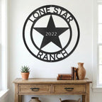 Personalized Lone Star Ranch Metal Wall Art | Custom Texas Family Name Sign | Established Year Metal Decor | Western Farmhouse Wall Sign | Made in USA