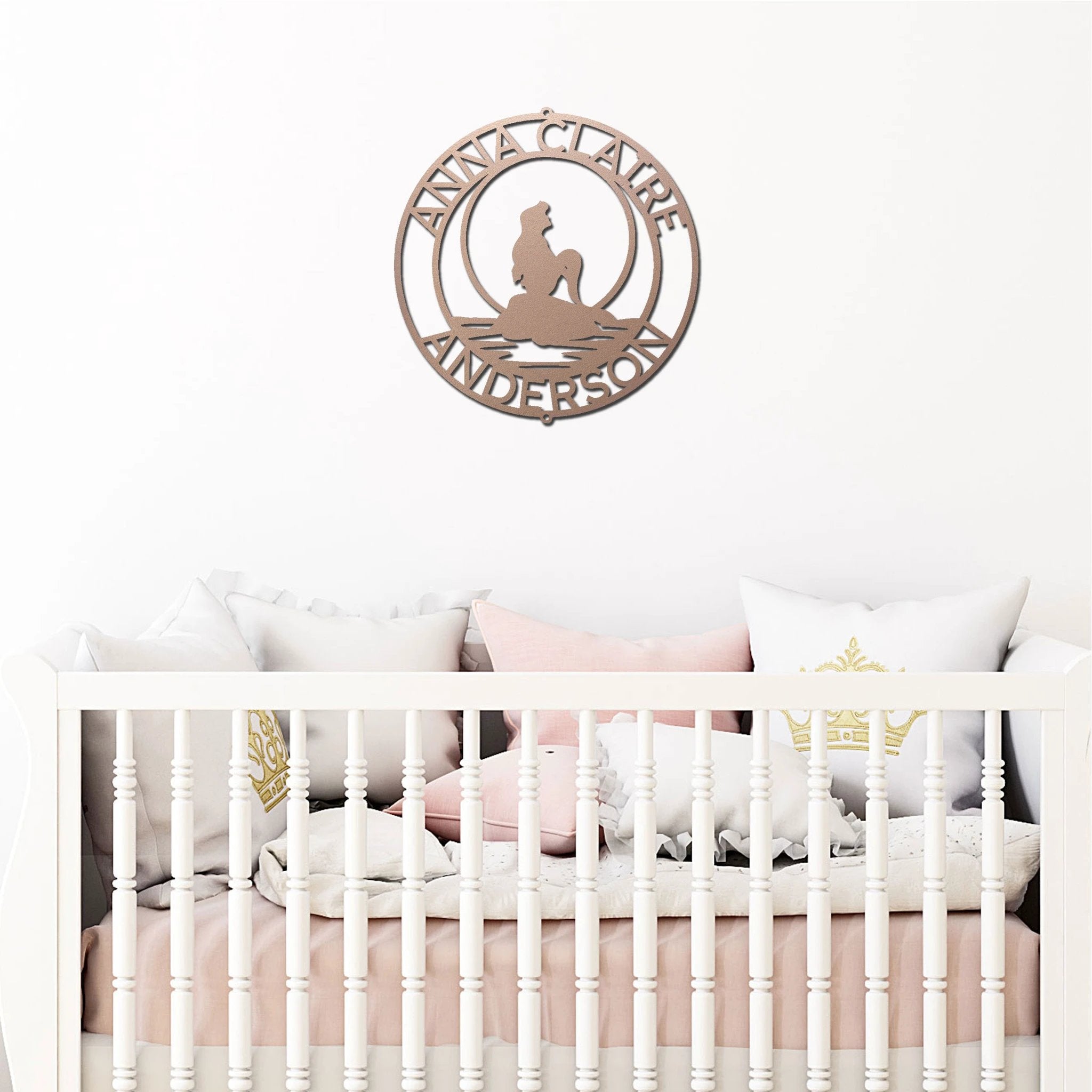 Mermaid Wishes Custom Name Metal Art Wall Sign