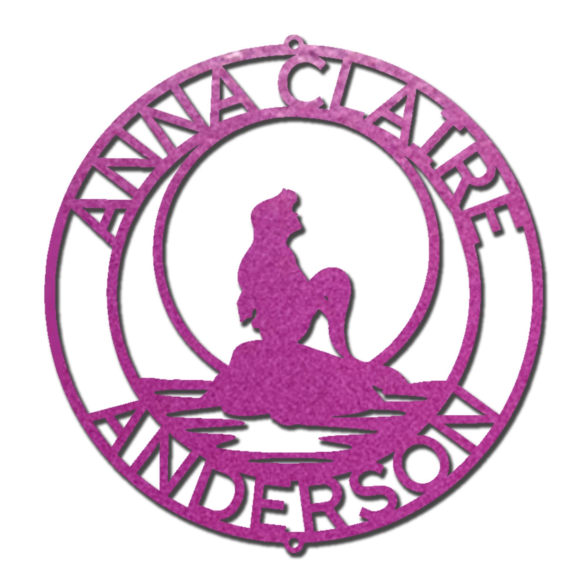Mermaid Wishes Custom Name Metal Art Wall Sign