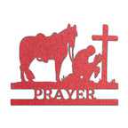 Kneeling Cowboy Monogram - Steel Sign