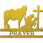 Kneeling Cowboy Monogram - Steel Sign