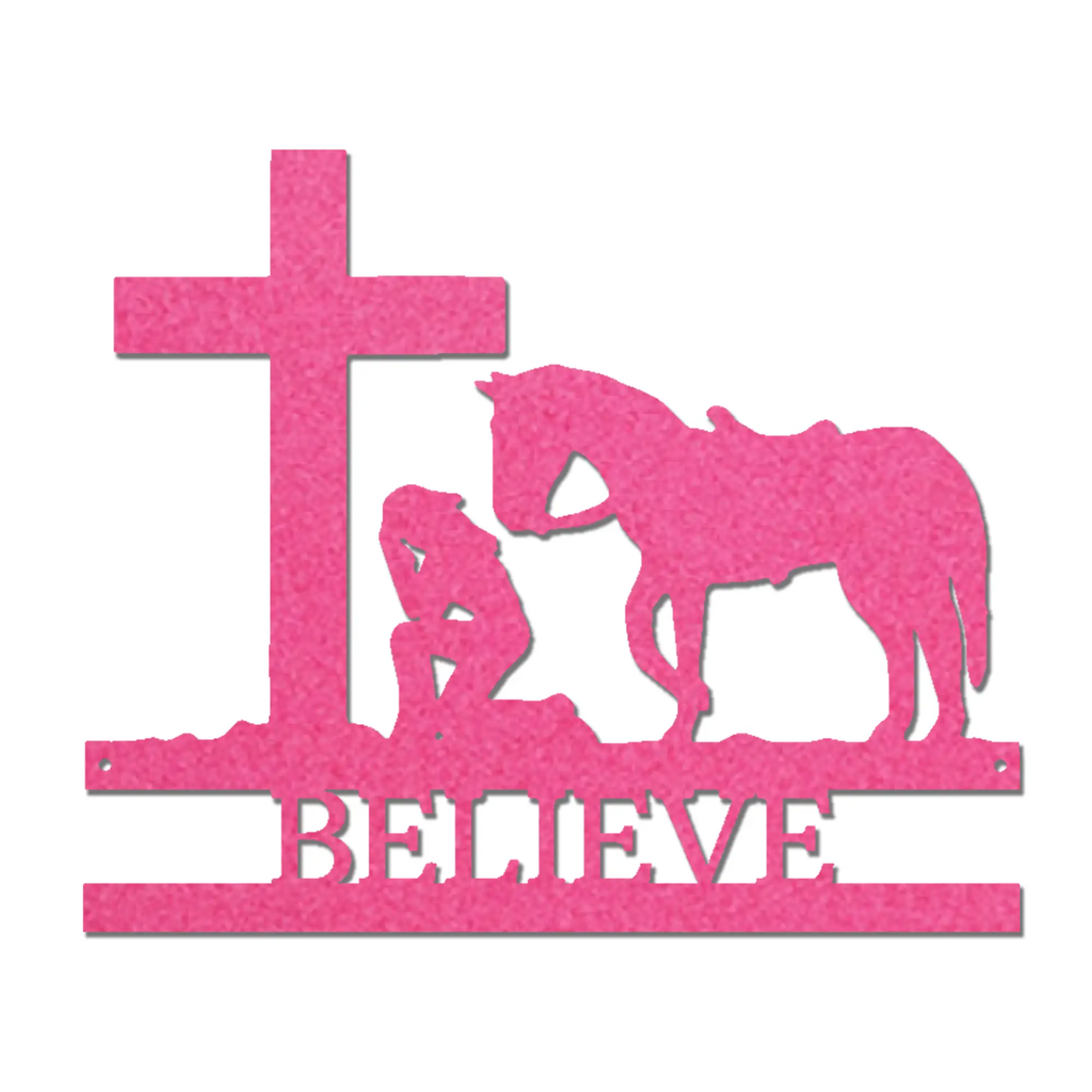 Cowgirl Kneeling Monogram Steel Sign Indoor Outdoor Decor
