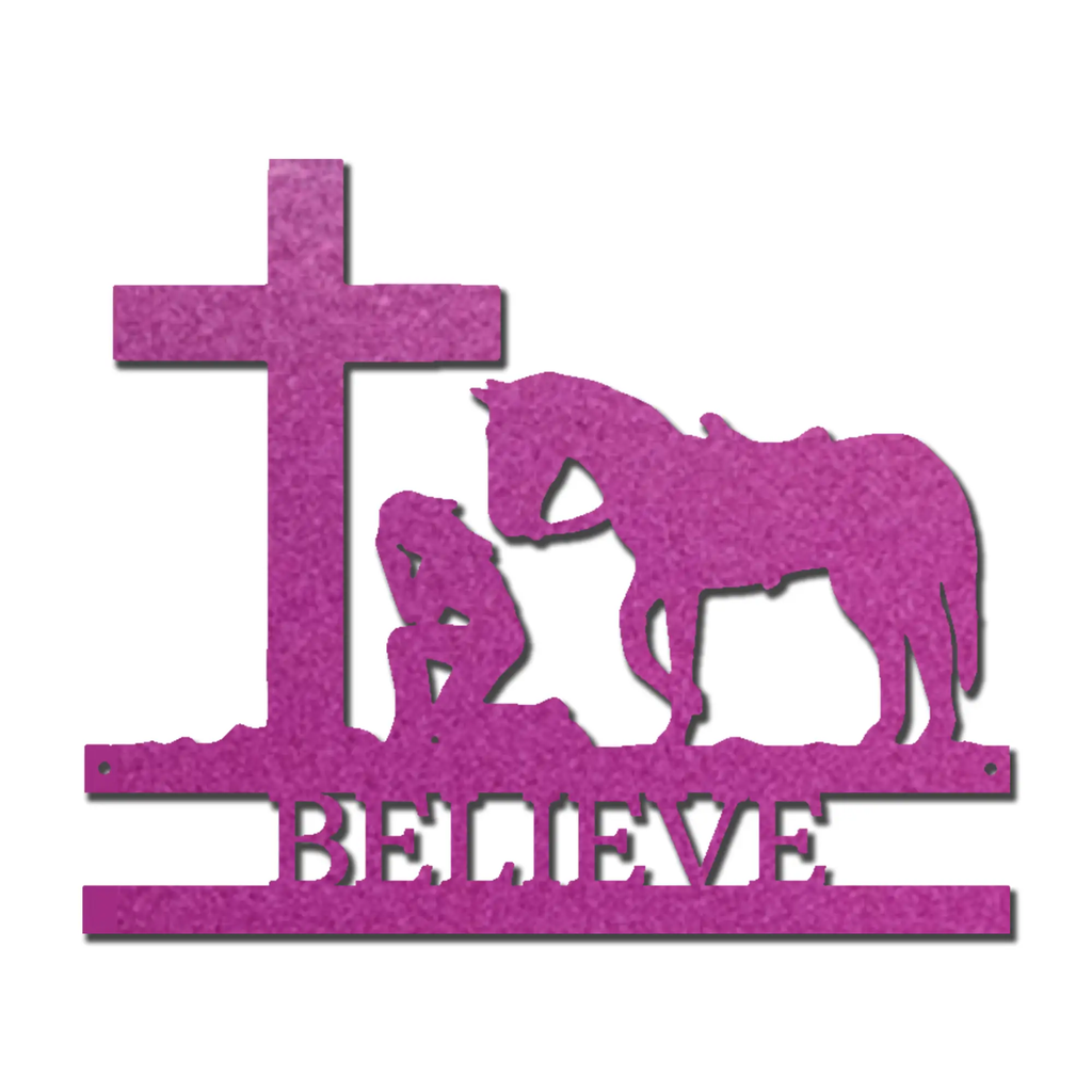 Cowgirl Kneeling Monogram Steel Sign Indoor Outdoor Decor
