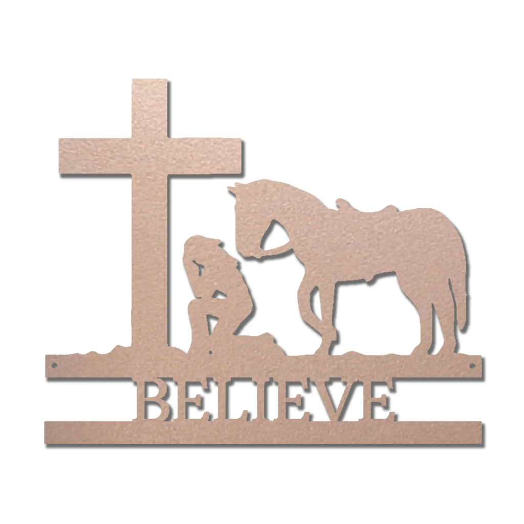 Cowgirl Kneeling Monogram Steel Sign Indoor Outdoor Decor