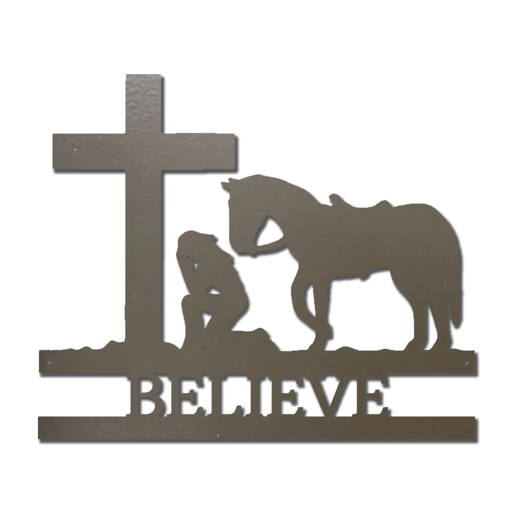 Cowgirl Kneeling Monogram Steel Sign Indoor Outdoor Decor