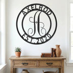 Personalized Monogram Metal Wall Art | Custom Family Name & Established Date Sign | Last Name Metal Wall Decor | Made in USA