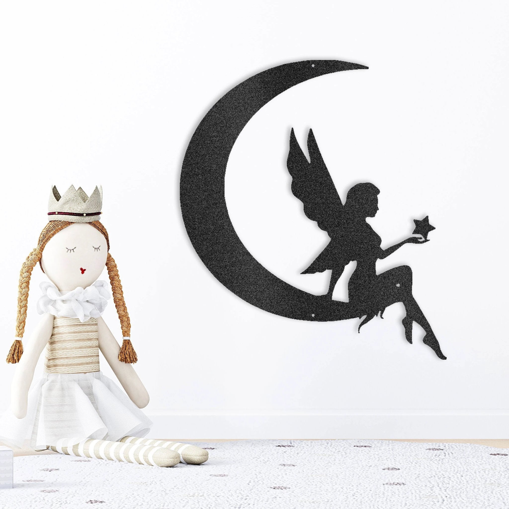Fairy Moon Metal Art Wall Sign