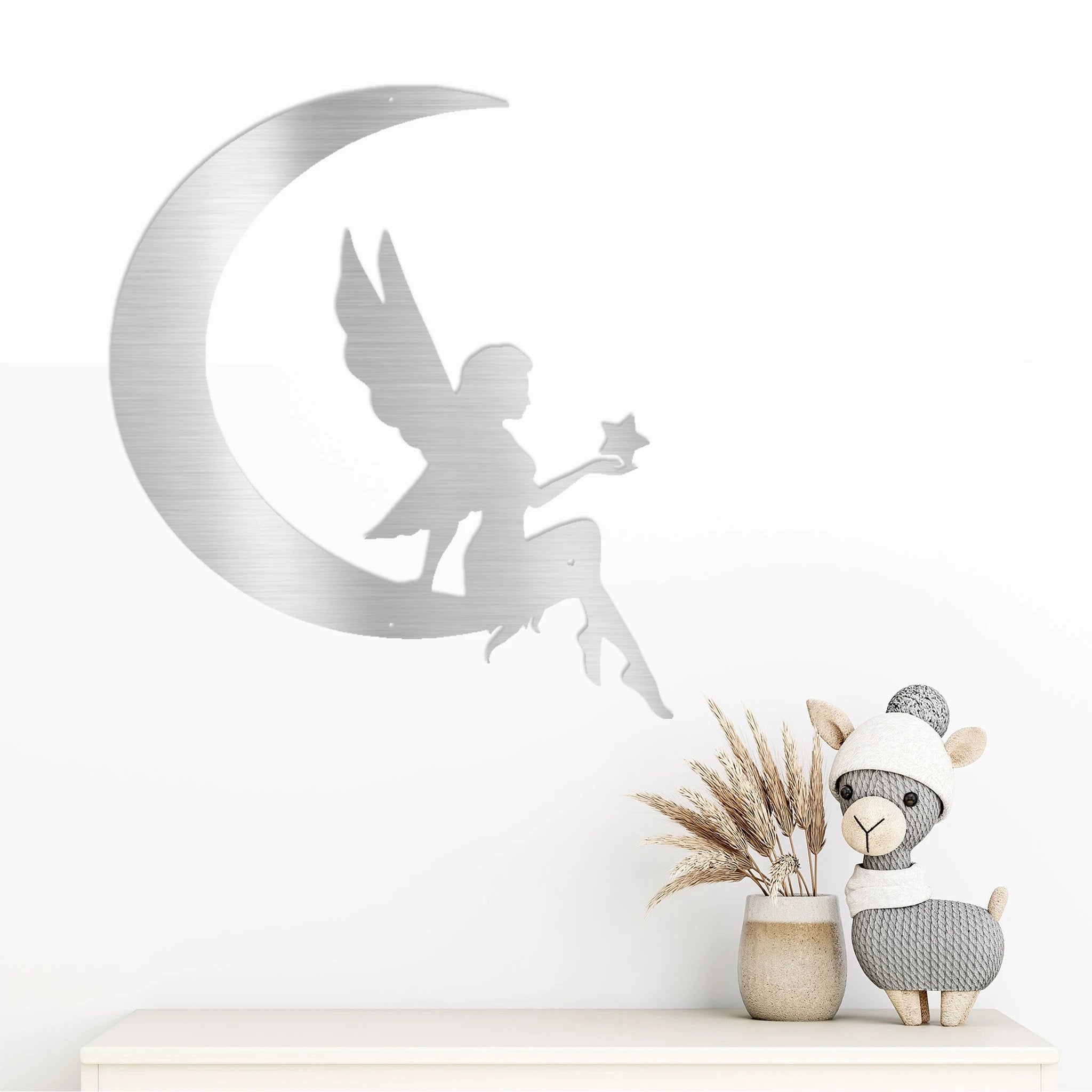 Fairy Moon Metal Art Wall Sign