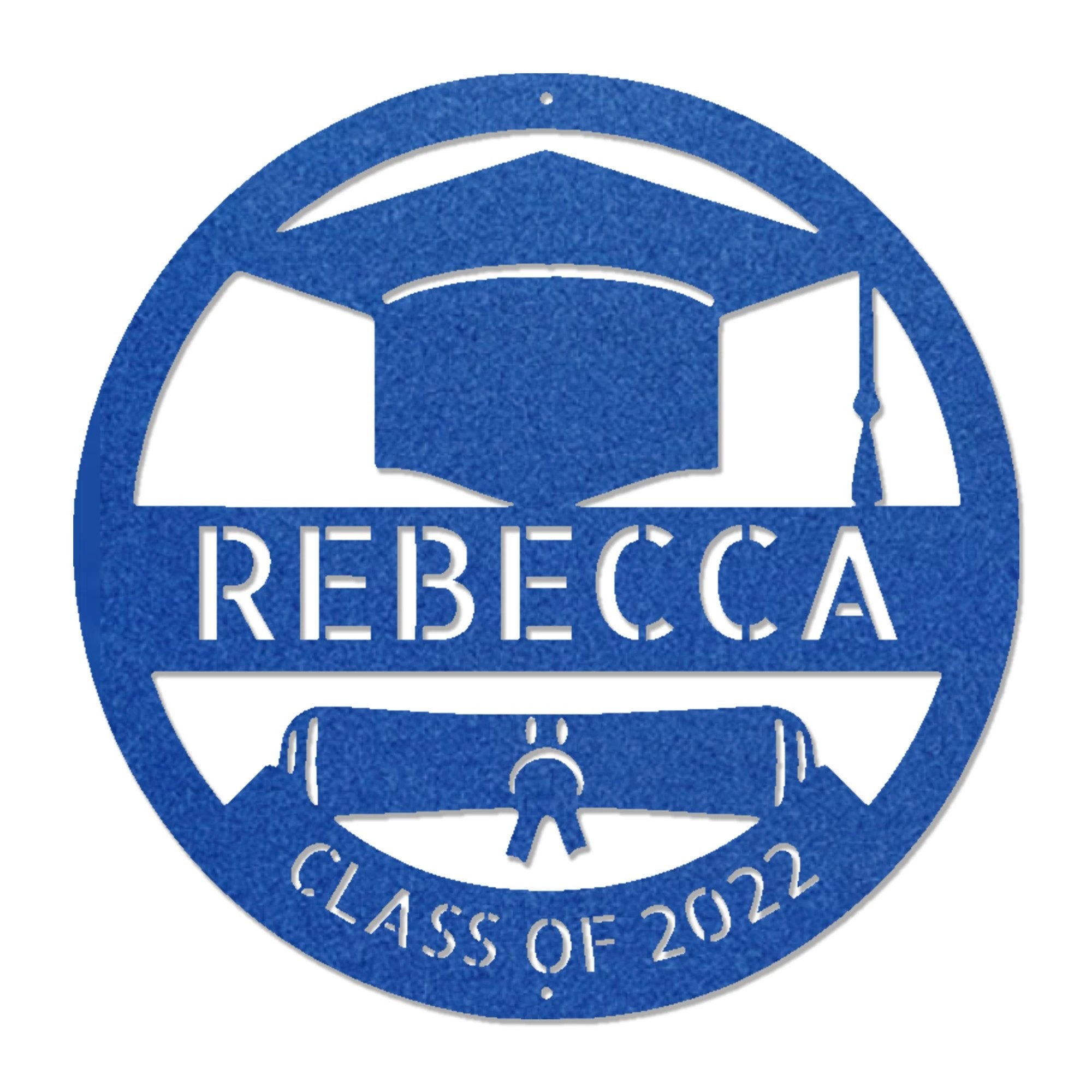 Graduation Cap and Diploma Custom Name Metal Art Wall Sign