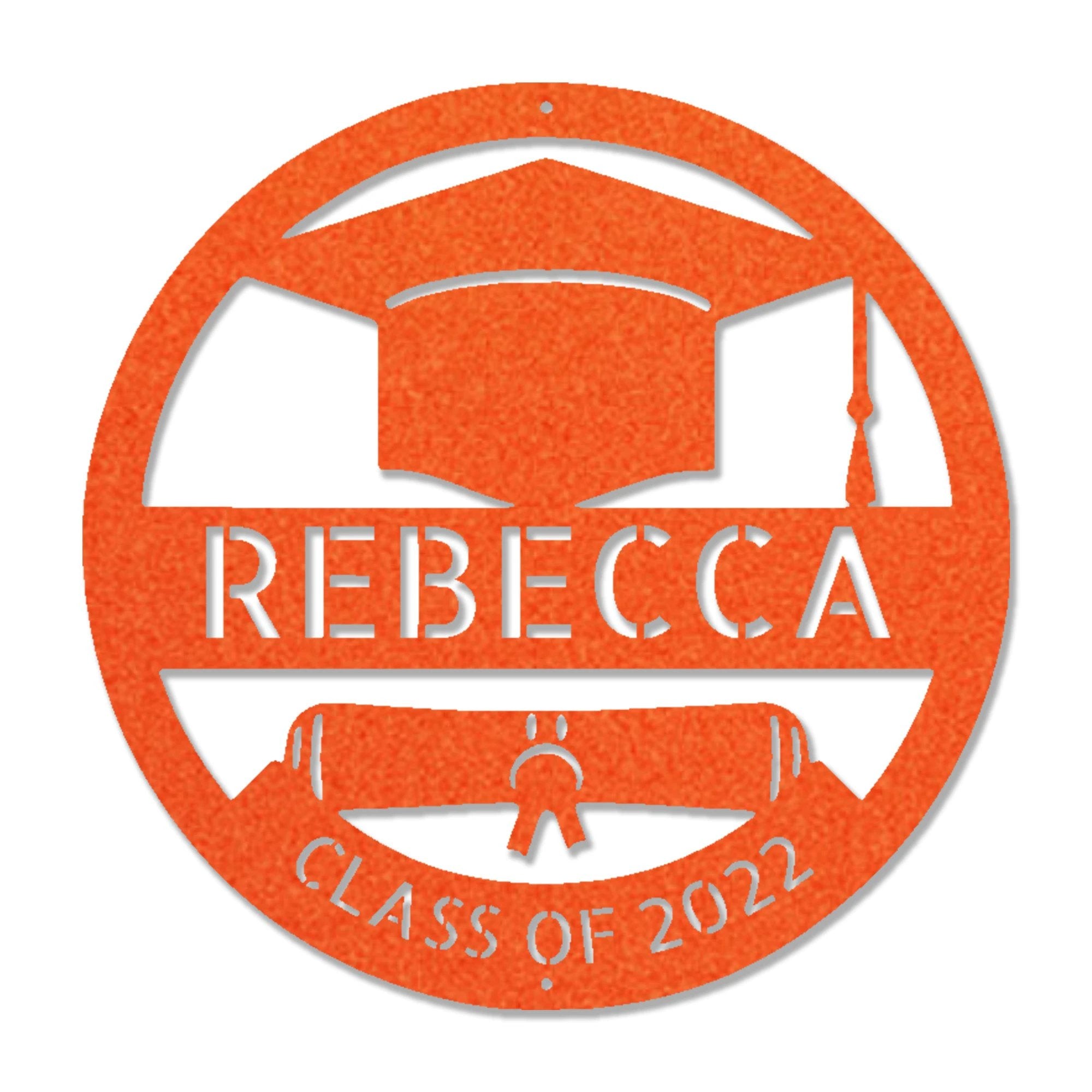 Graduation Cap and Diploma Custom Name Metal Art Wall Sign