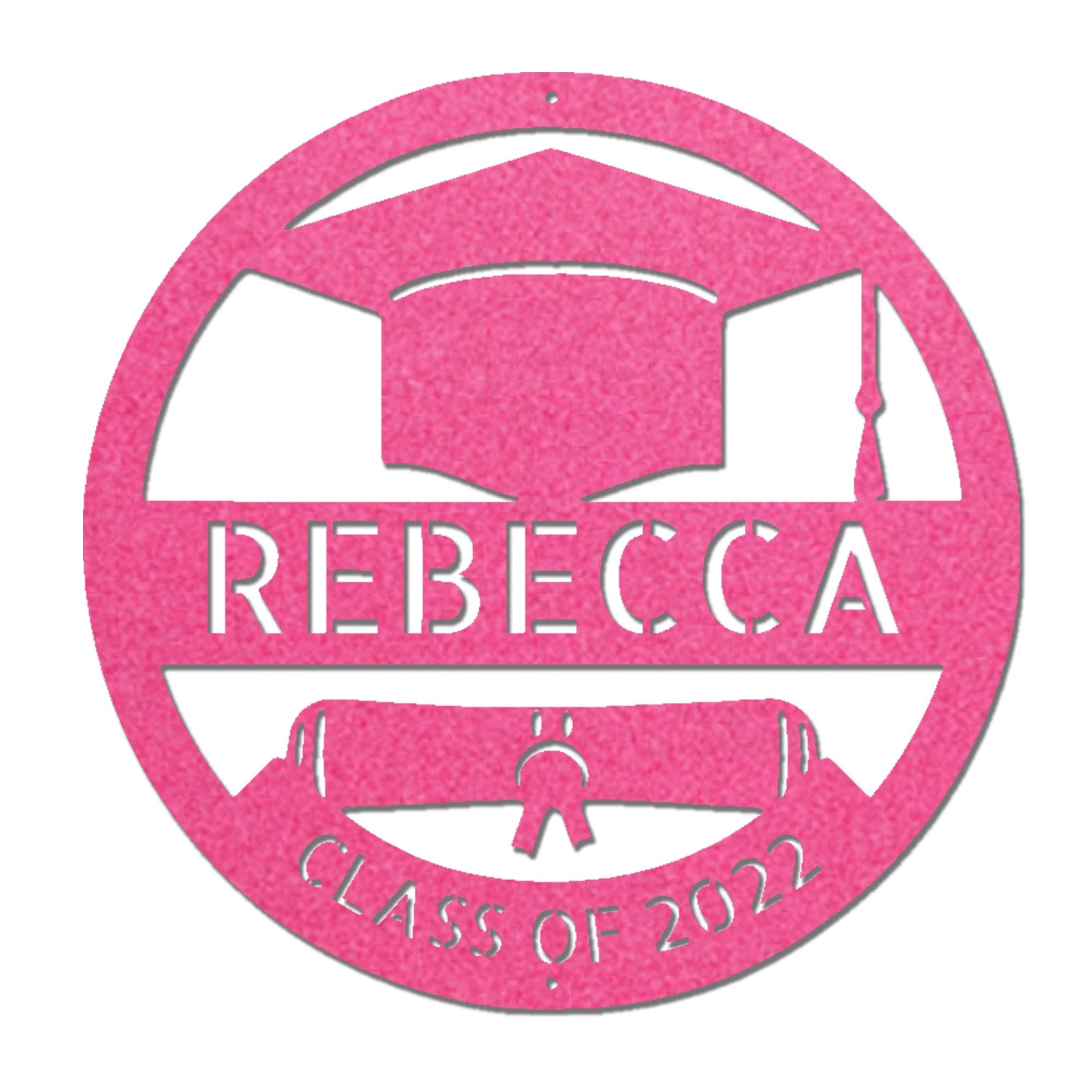 Graduation Cap and Diploma Custom Name Metal Art Wall Sign