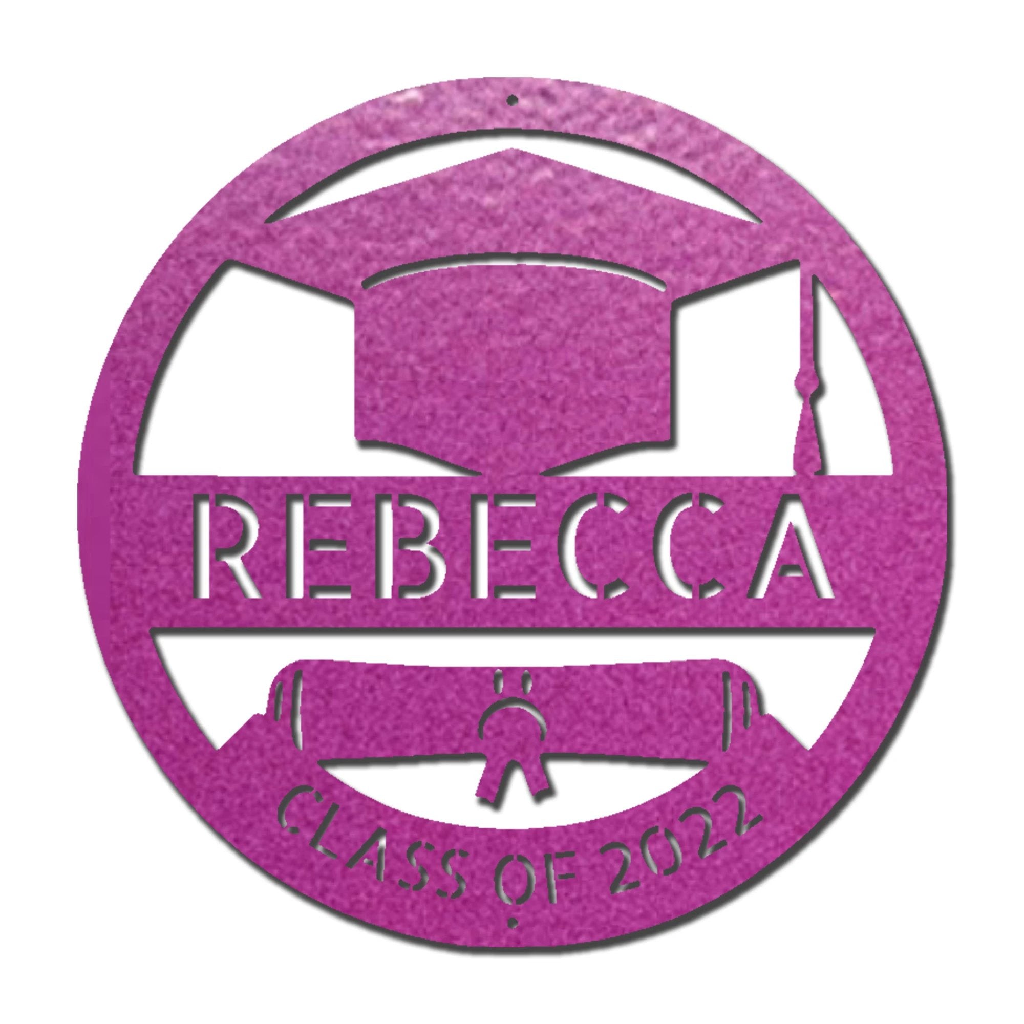 Graduation Cap and Diploma Custom Name Metal Art Wall Sign