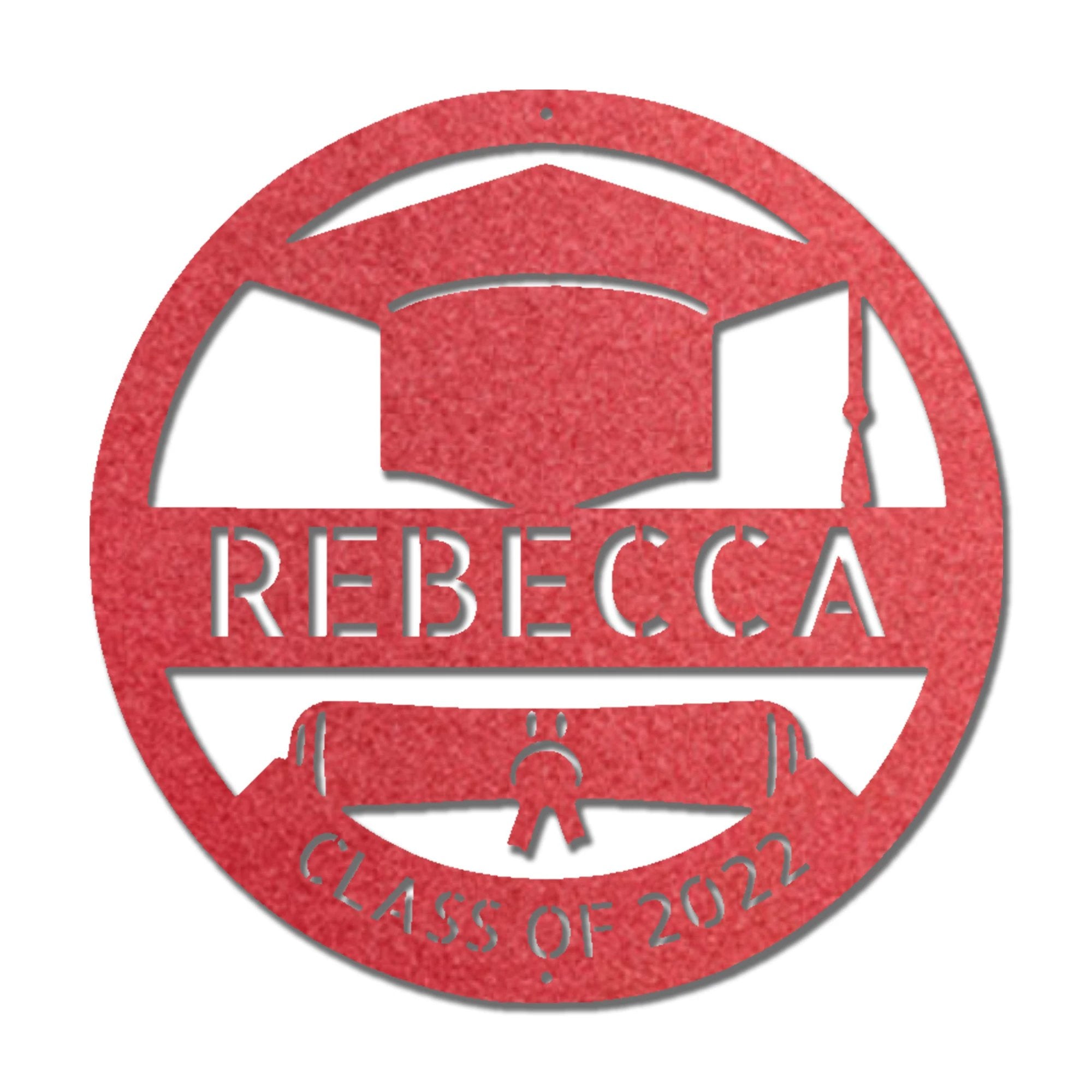Graduation Cap and Diploma Custom Name Metal Art Wall Sign