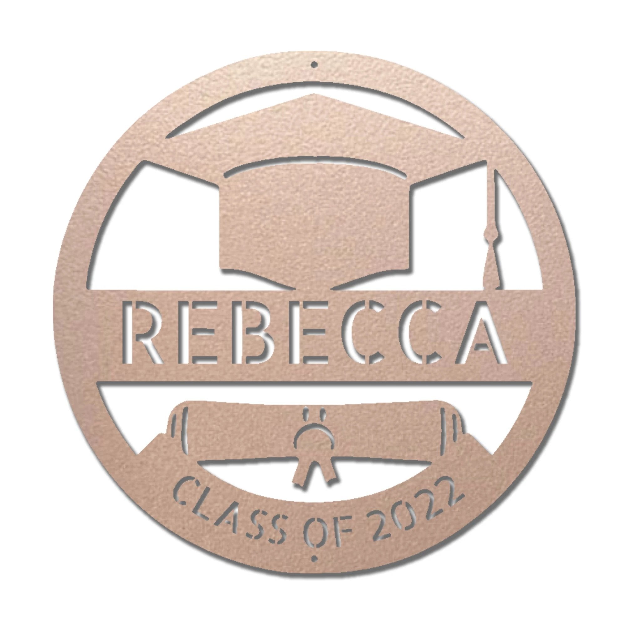 Graduation Cap and Diploma Custom Name Metal Art Wall Sign