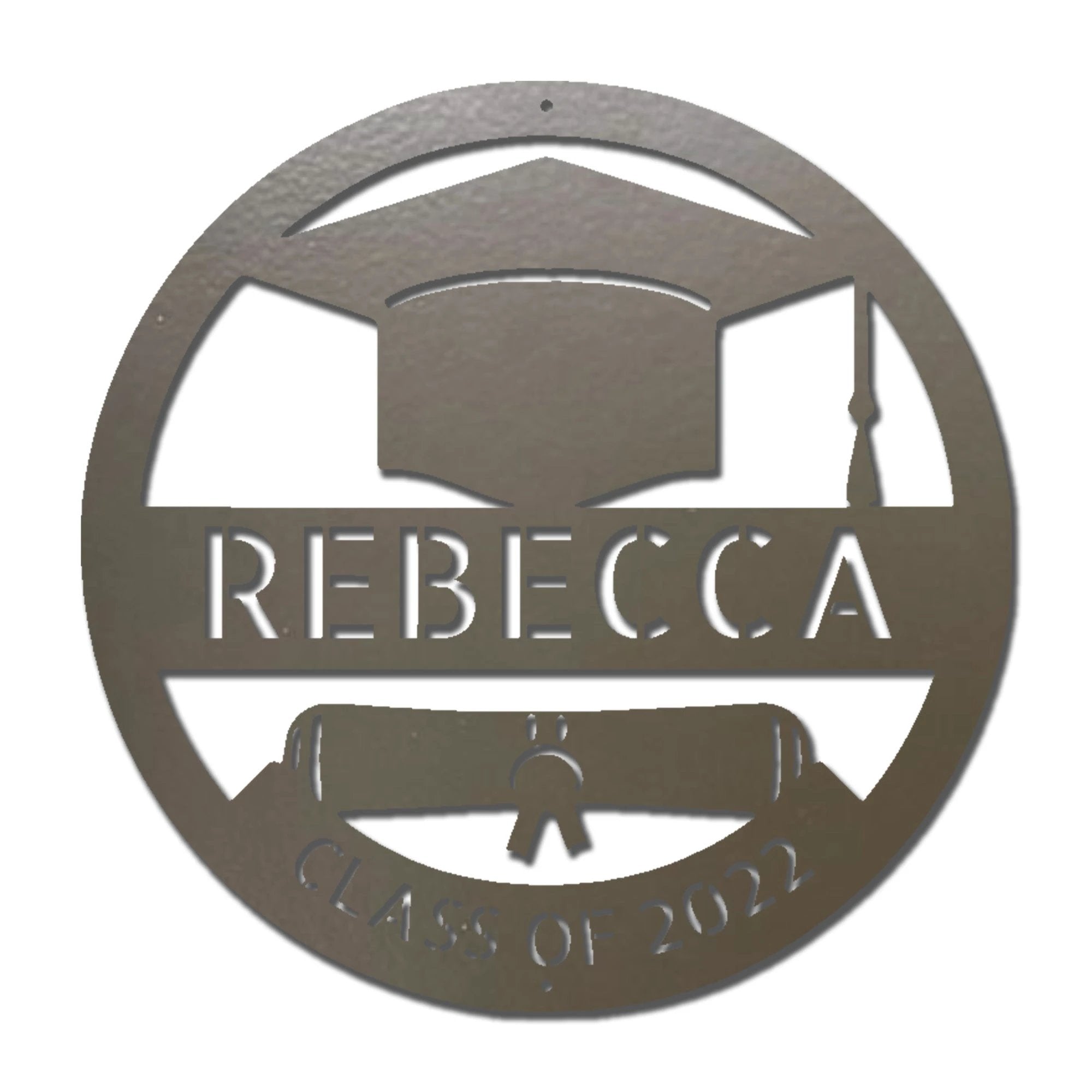 Graduation Cap and Diploma Custom Name Metal Art Wall Sign