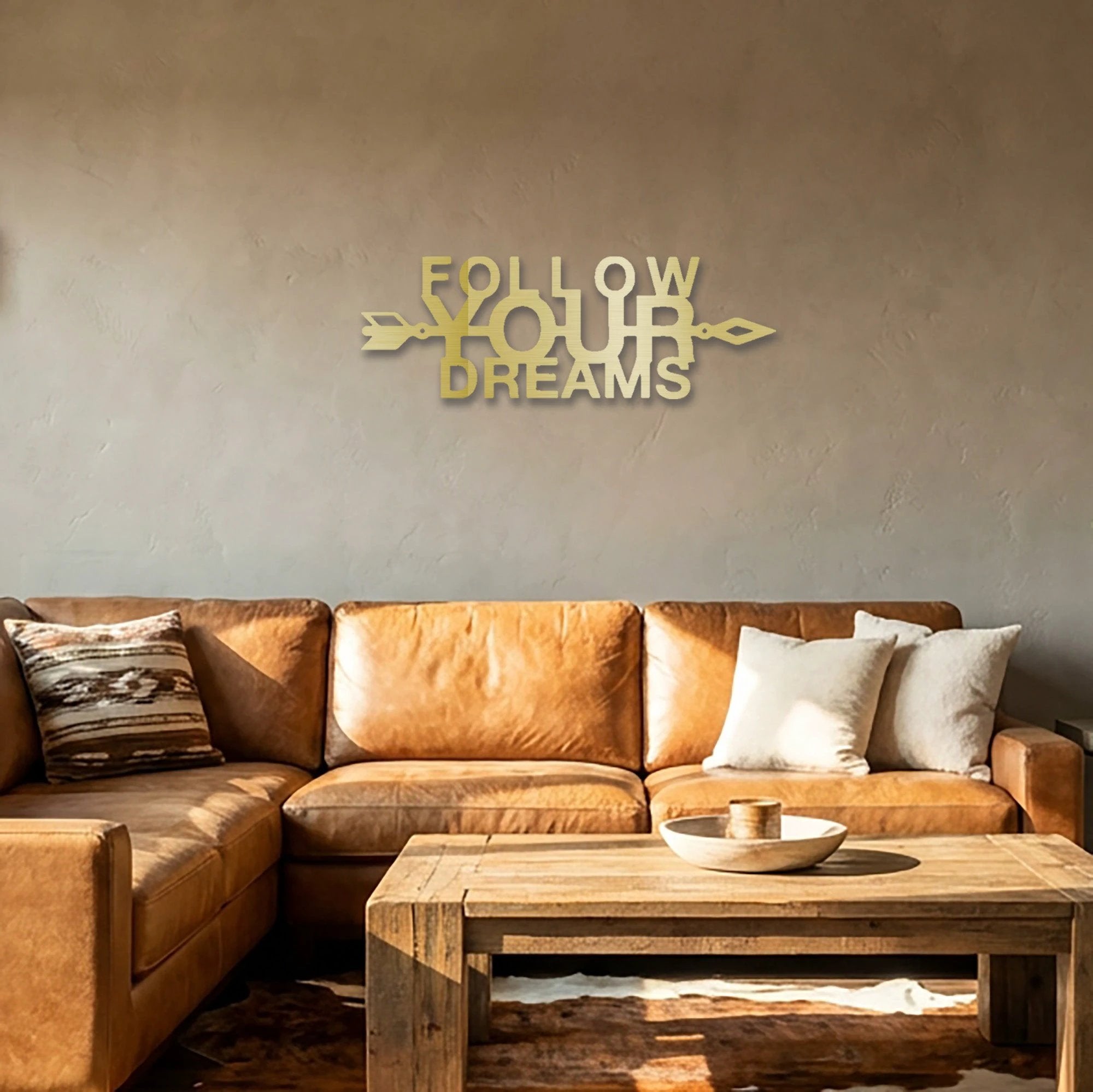 Follow Your Dreams Metal Wall Art, Inspirational Wall Decor, Modern Home Decor Sign