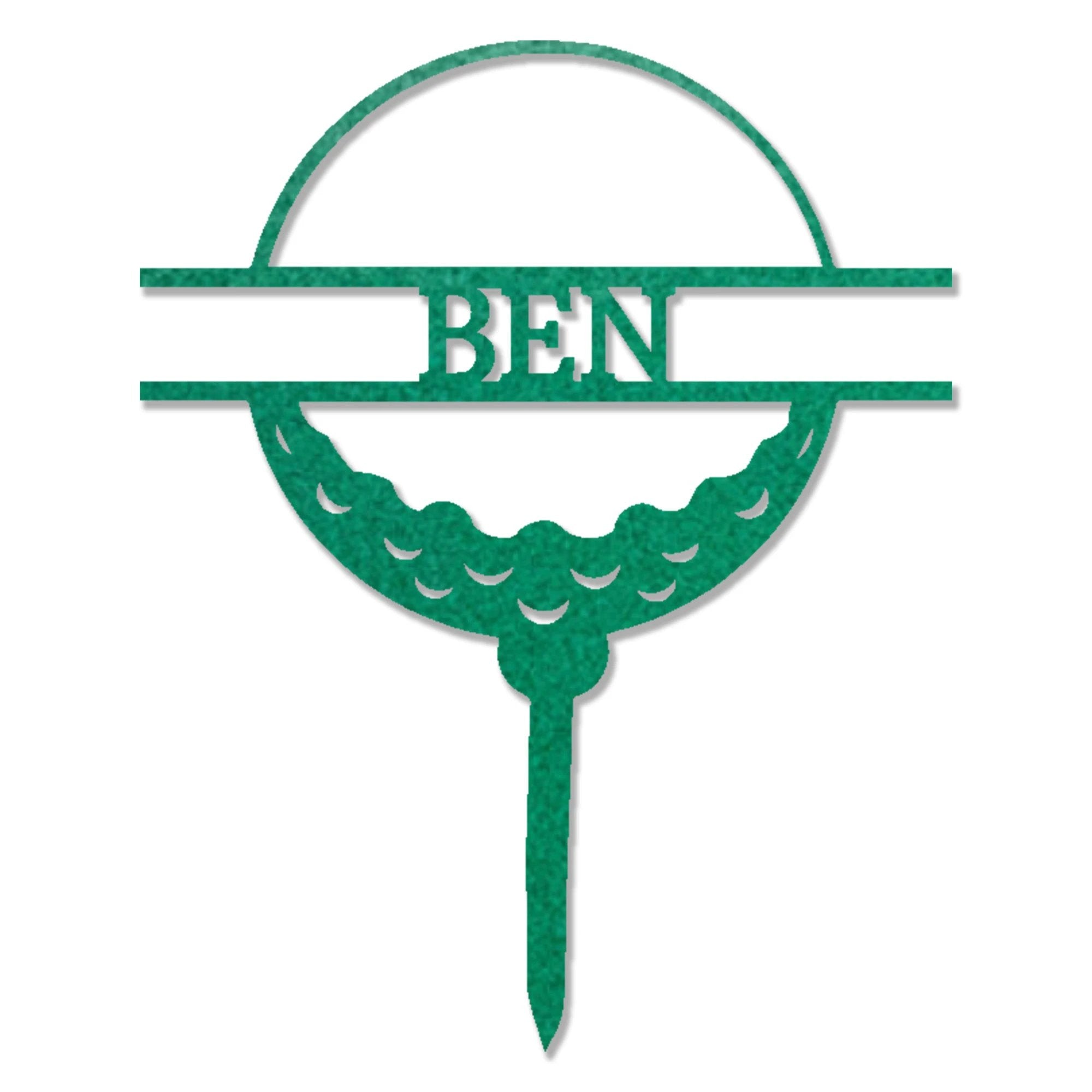 Golf Ball Tee Personalized Name Address Outdoor Steel Stake Sign Metal Art Yard Sign