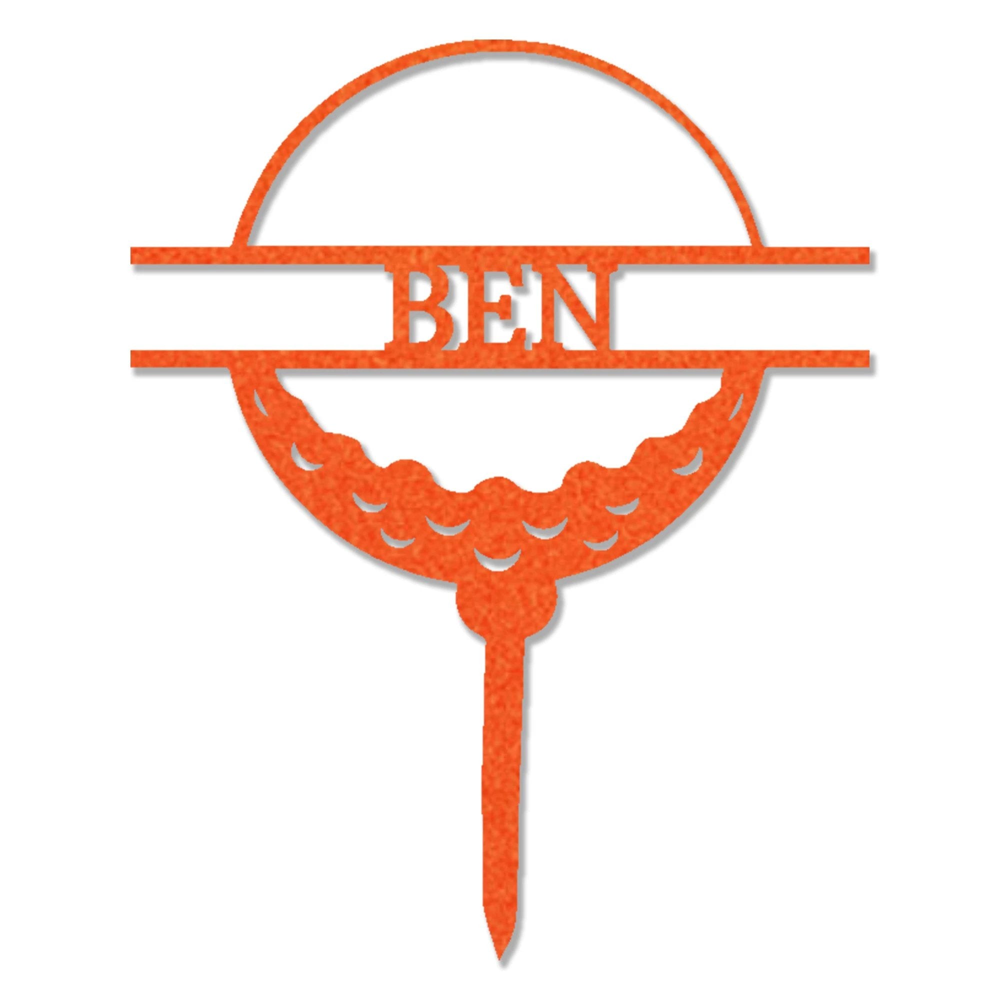Golf Ball Tee Personalized Name Address Outdoor Steel Stake Sign Metal Art Yard Sign