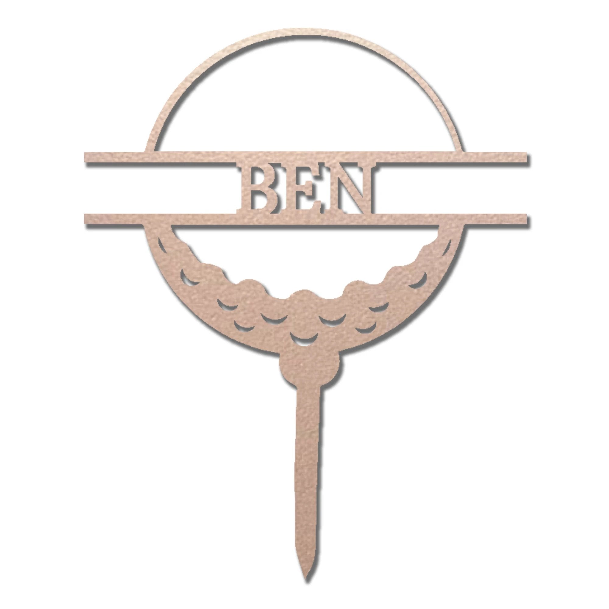 Golf Ball Tee Personalized Name Address Outdoor Steel Stake Sign Metal Art Yard Sign
