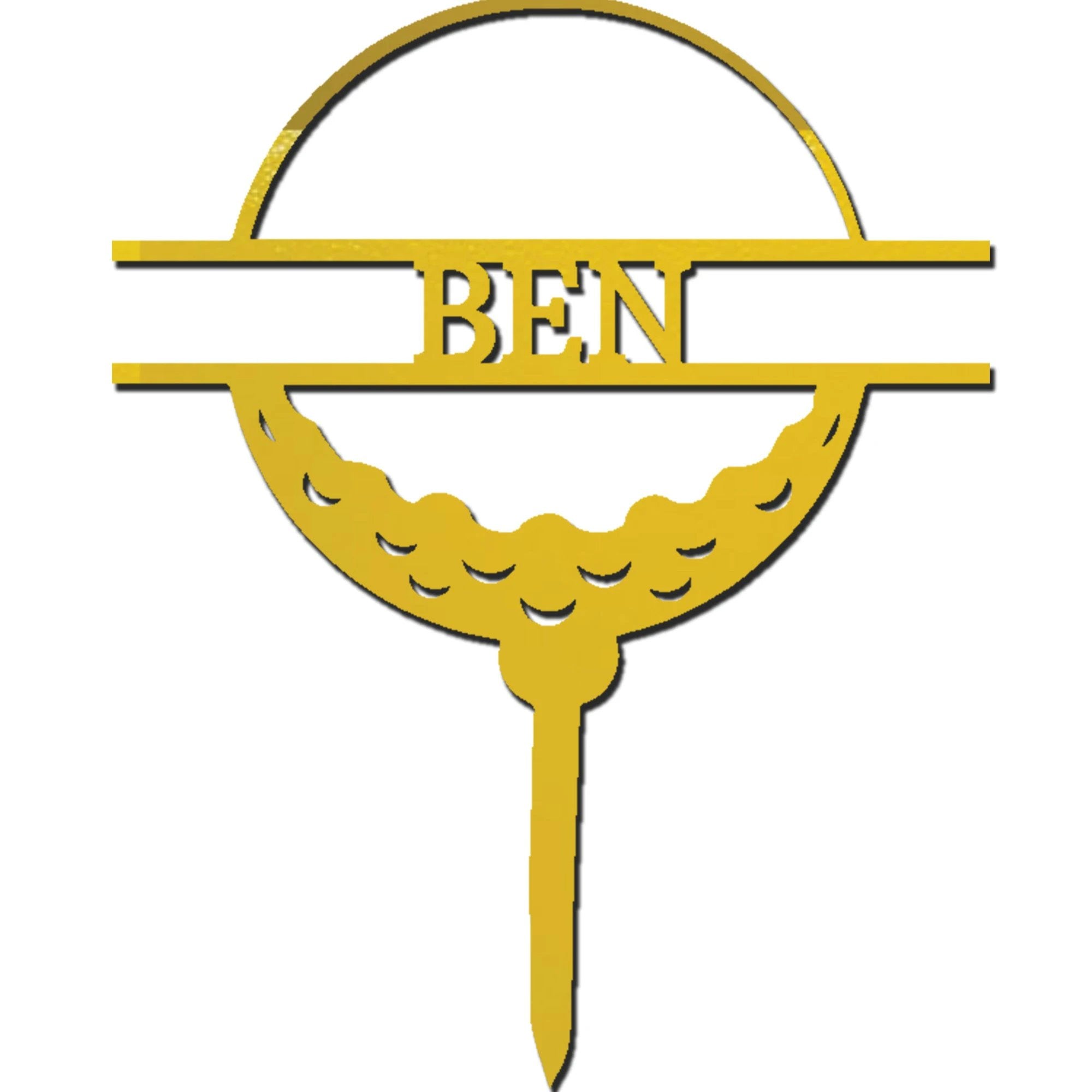 Golf Ball Tee Personalized Name Address Outdoor Steel Stake Sign Metal Art Yard Sign