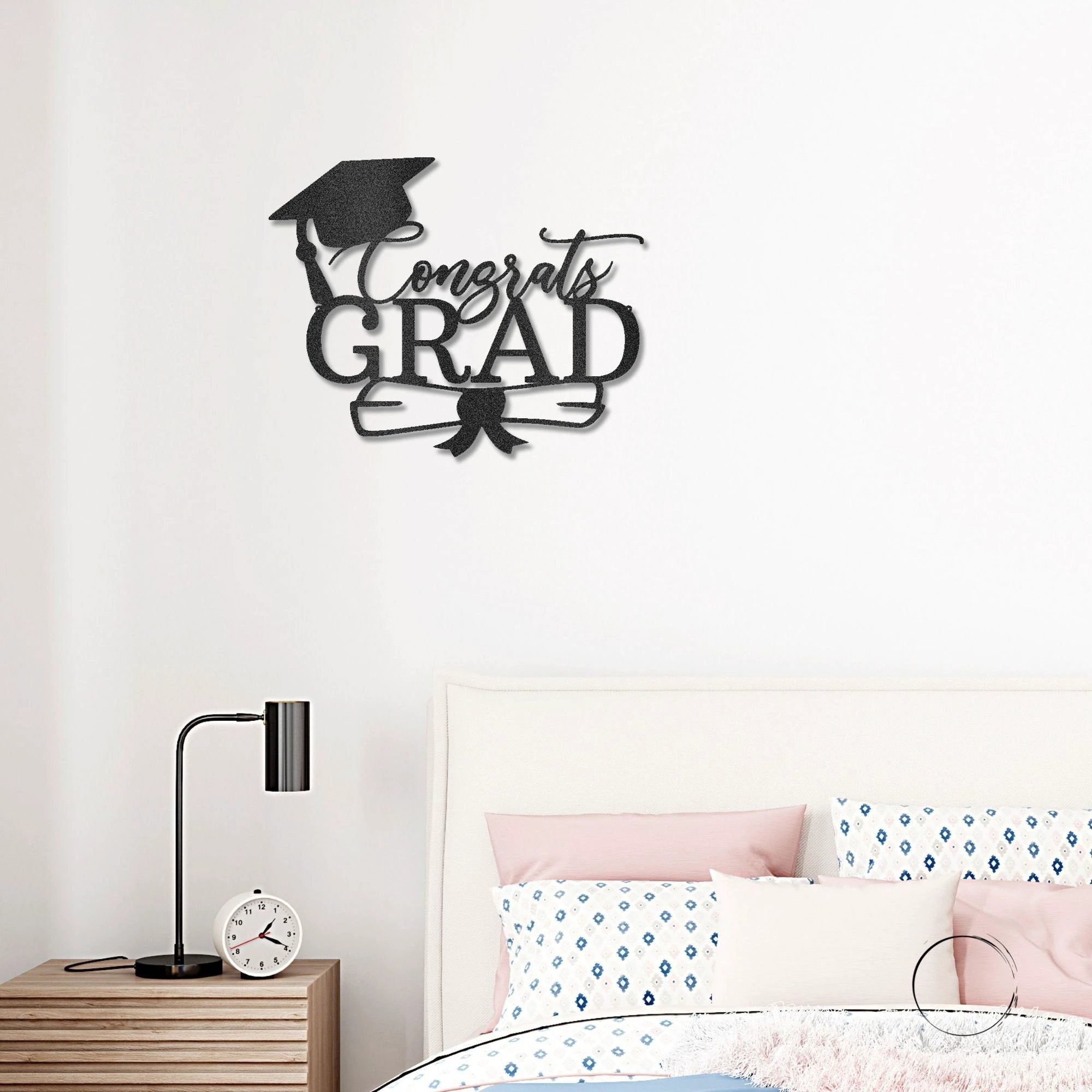 Congrats Grad Metal Wall Art Sign – Graduation Cap Diploma Steel Decor – Graduation Party Decor – Senior Gift Idea – Outdoor Metal Sign
