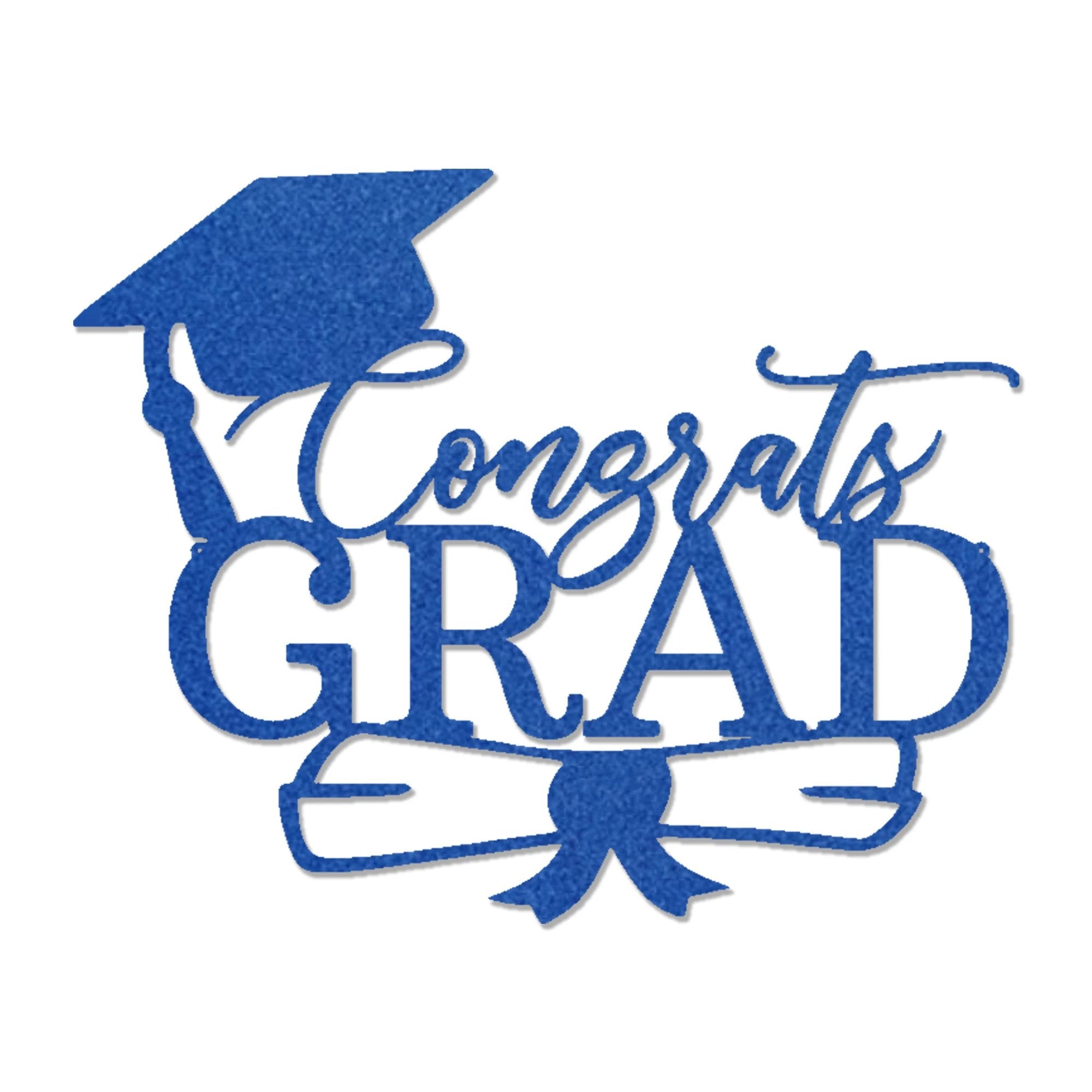 Congrats Grad Metal Wall Art Sign – Graduation Cap Diploma Steel Decor – Graduation Party Decor – Senior Gift Idea – Outdoor Metal Sign