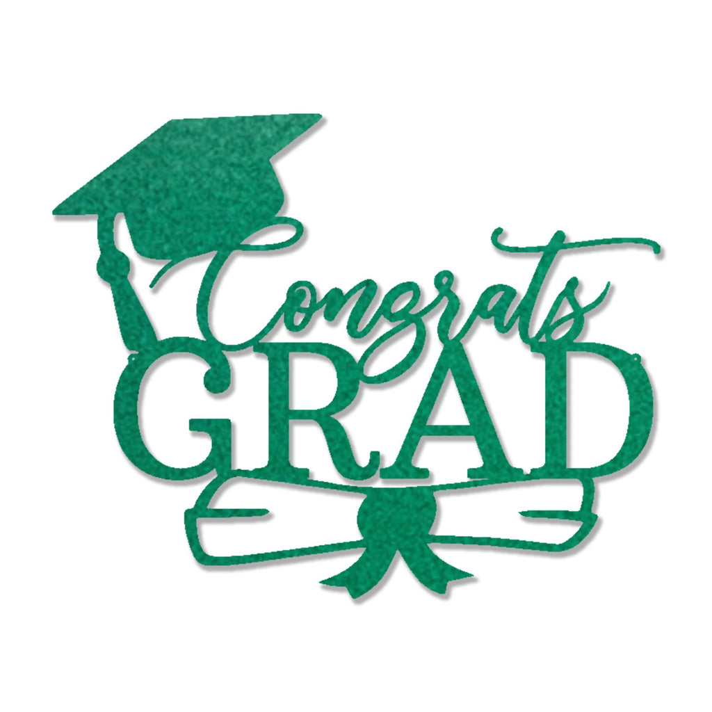 Congrats Grad Metal Wall Art Sign – Graduation Cap Diploma Steel Decor – Graduation Party Decor – Senior Gift Idea – Outdoor Metal Sign