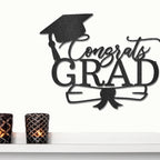 Congrats Grad Metal Wall Art Sign – Graduation Cap Diploma Steel Decor – Graduation Party Decor – Senior Gift Idea – Outdoor Metal Sign