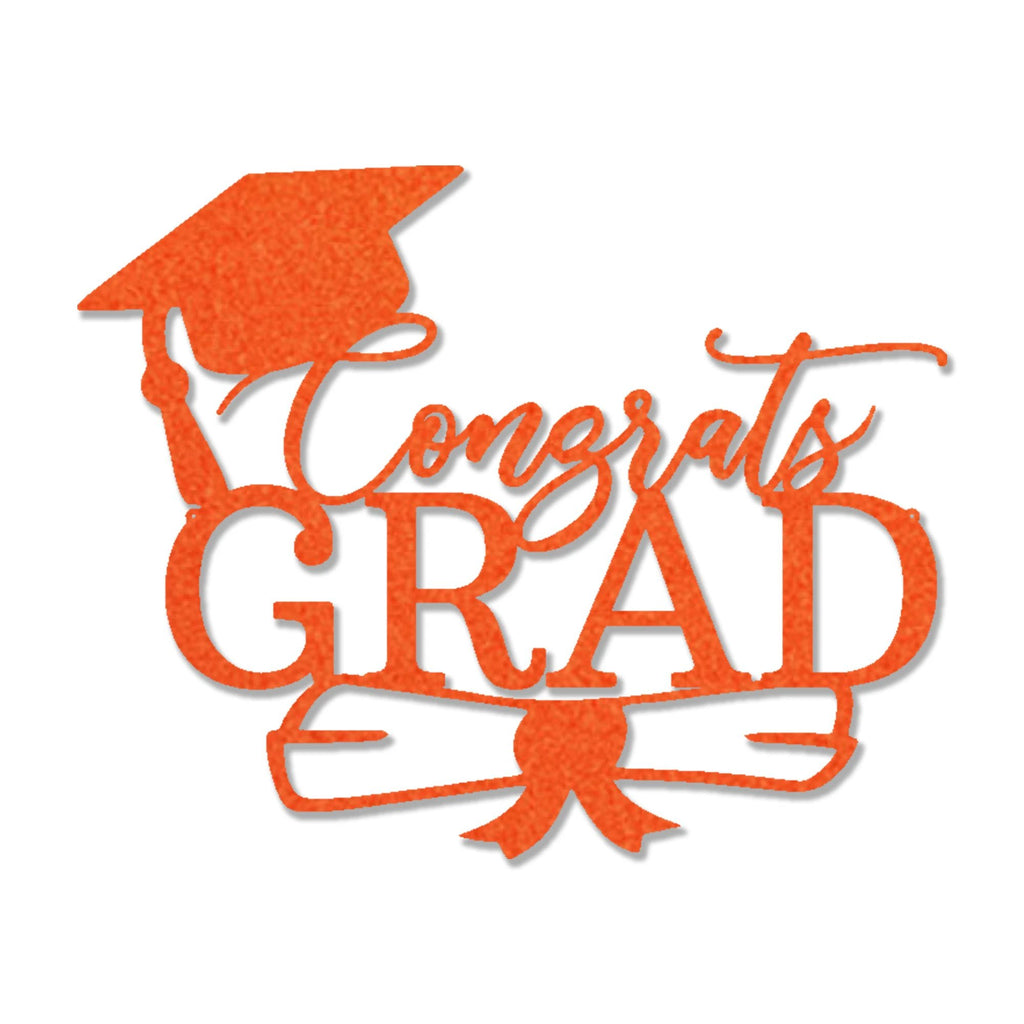 Congrats Grad Metal Wall Art Sign – Graduation Cap Diploma Steel Decor – Graduation Party Decor – Senior Gift Idea – Outdoor Metal Sign