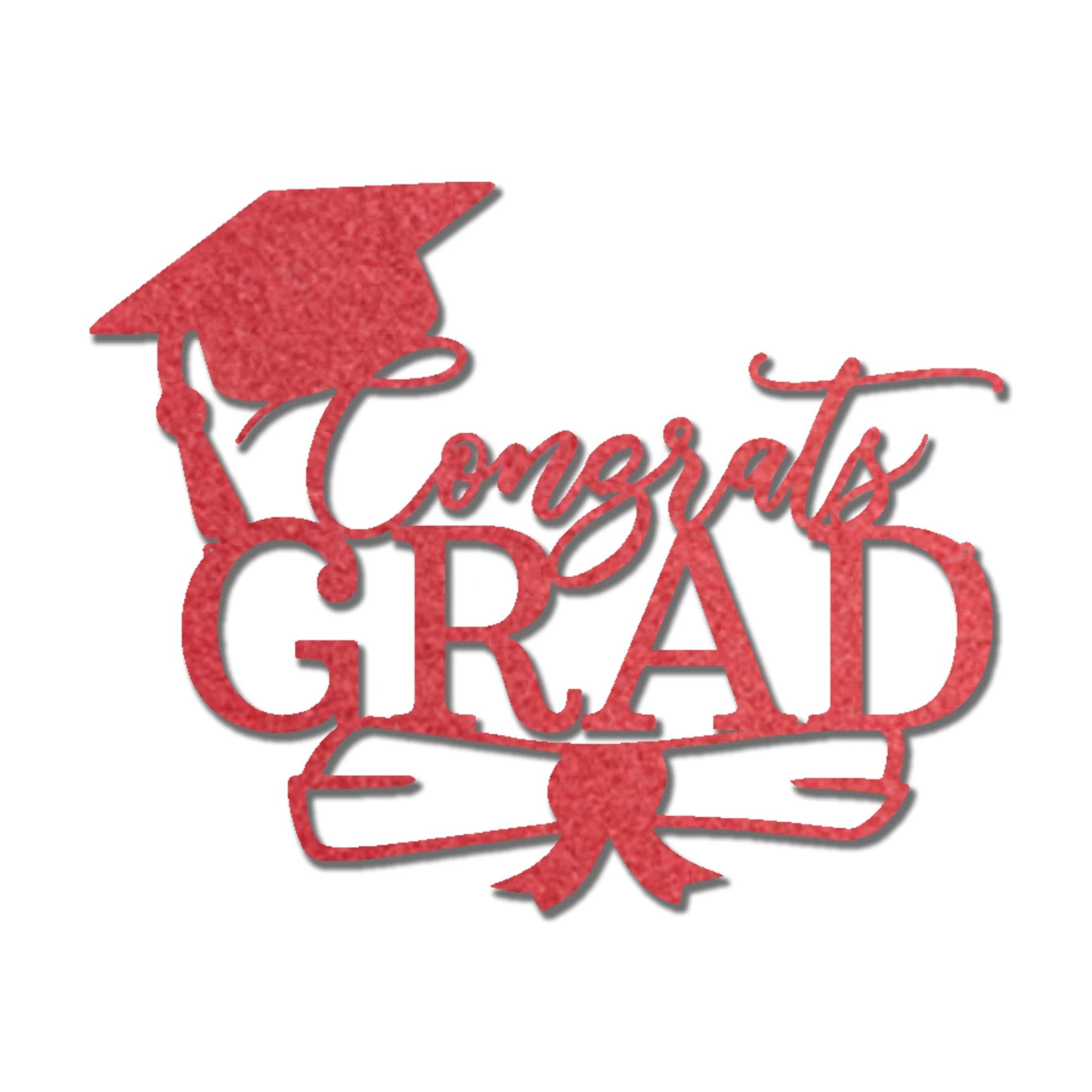 Congrats Grad Metal Wall Art Sign – Graduation Cap Diploma Steel Decor – Graduation Party Decor – Senior Gift Idea – Outdoor Metal Sign