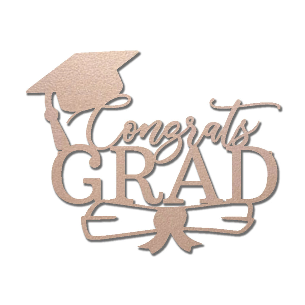 Congrats Grad Metal Wall Art Sign – Graduation Cap Diploma Steel Decor – Graduation Party Decor – Senior Gift Idea – Outdoor Metal Sign