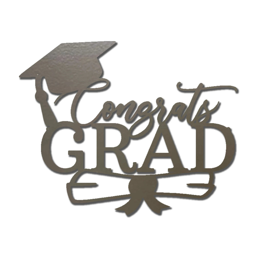 Congrats Grad Metal Wall Art Sign – Graduation Cap Diploma Steel Decor – Graduation Party Decor – Senior Gift Idea – Outdoor Metal Sign