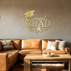 Congrats Grad Metal Wall Art Sign – Graduation Cap Diploma Steel Decor – Graduation Party Decor – Senior Gift Idea – Outdoor Metal Sign