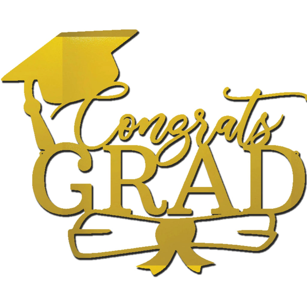 Congrats Grad Metal Wall Art Sign – Graduation Cap Diploma Steel Decor – Graduation Party Decor – Senior Gift Idea – Outdoor Metal Sign