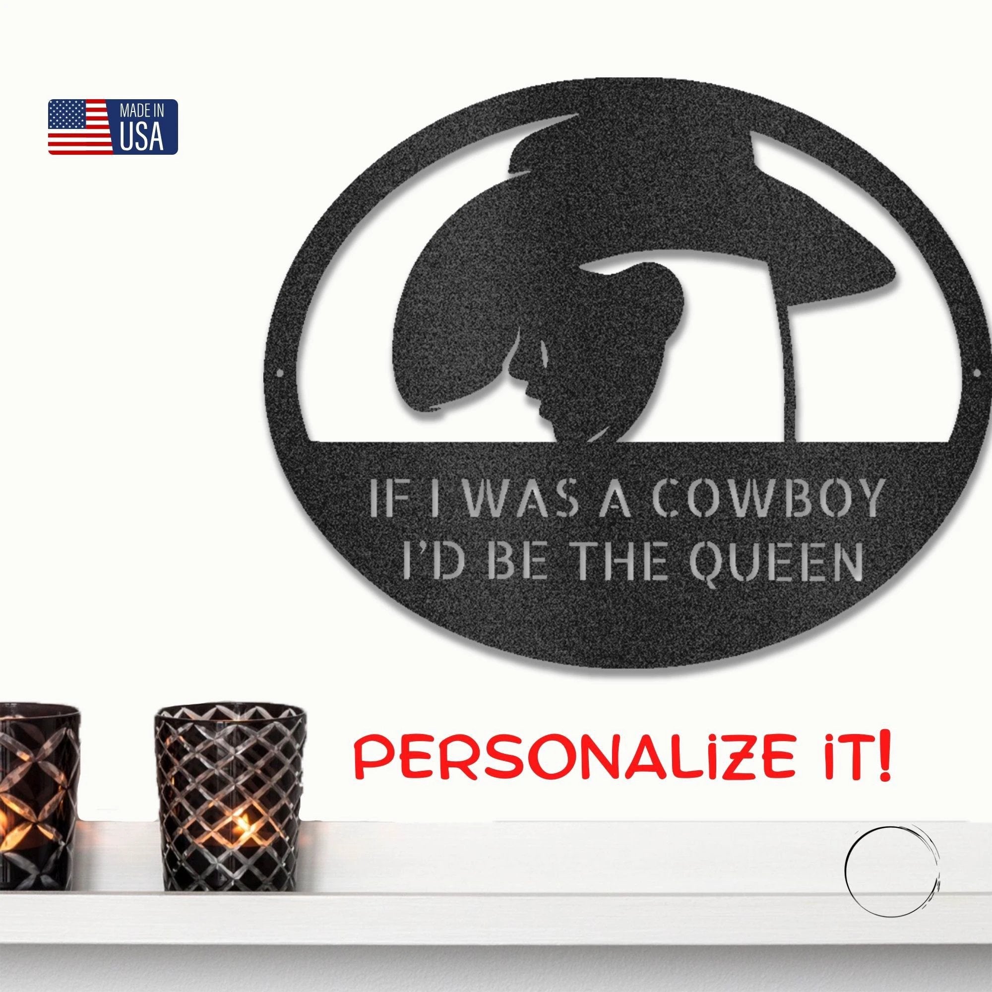 Custom Cowgirl Metal Art Wall Sign